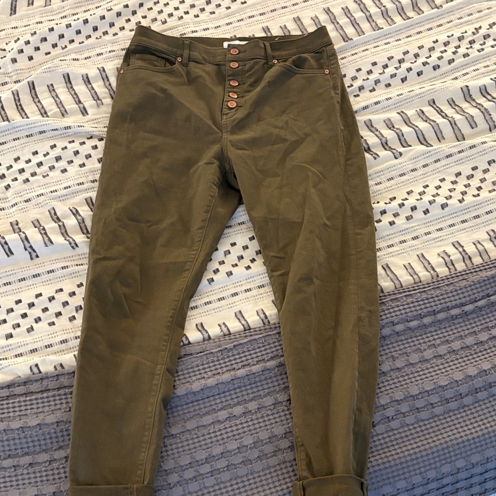 LOFT Button Fly Olive Green Pants